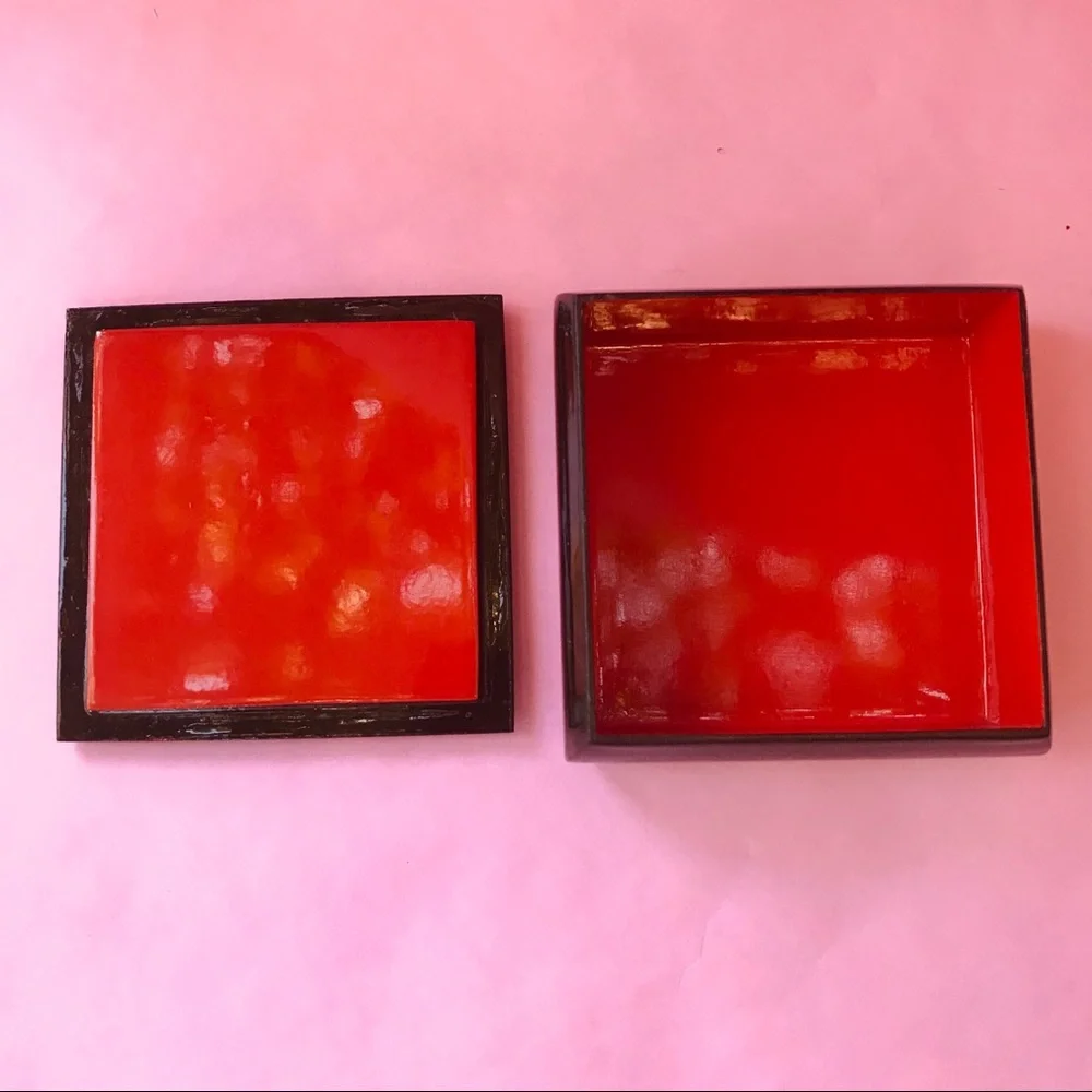 Vintage handmade and painted wooden jewelry box